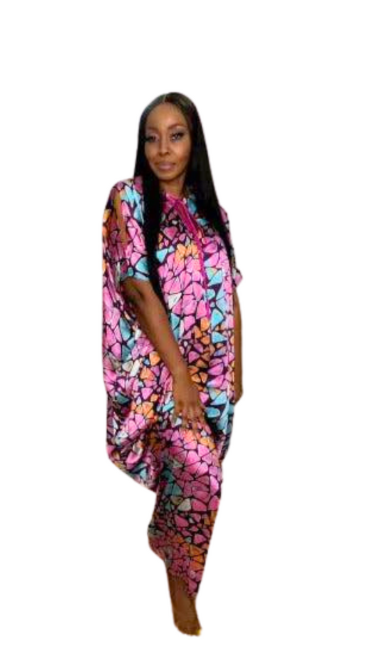 Eezzy Adire Silk Kaftan Maxi Dress - 001