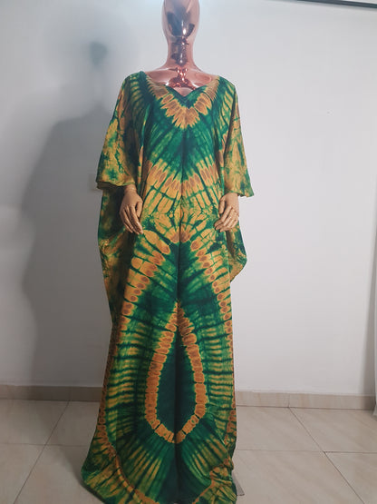 African Print Adire Silk Tie-up Evening Gown/maxi Dress - 056