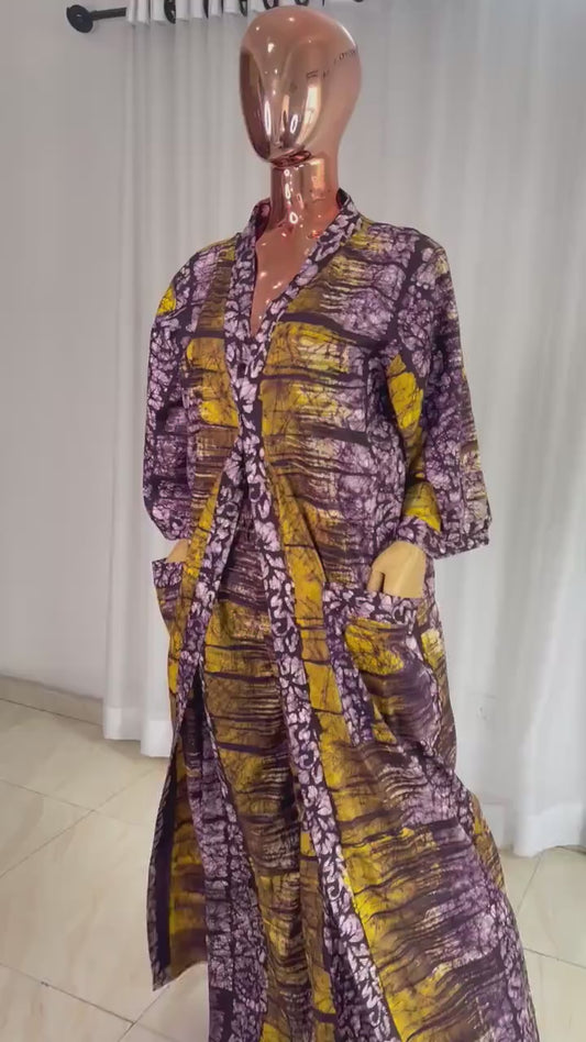 African print duster, Ankara kimono plus size kimono, African print women's jacket, Ankara jacket boho and hippie jacket pant/trouser set