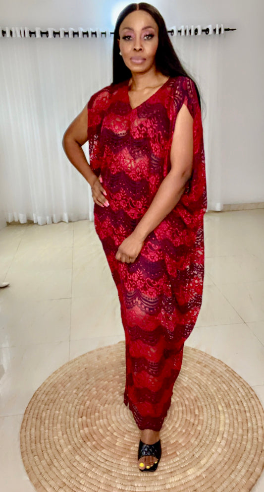 Eezzy Red Valentine Kaftan Maxi Dress - 019