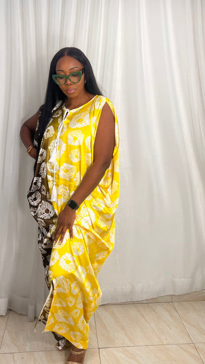 Eezzy Ankara Silk Kaftan Maxi Dress - 033